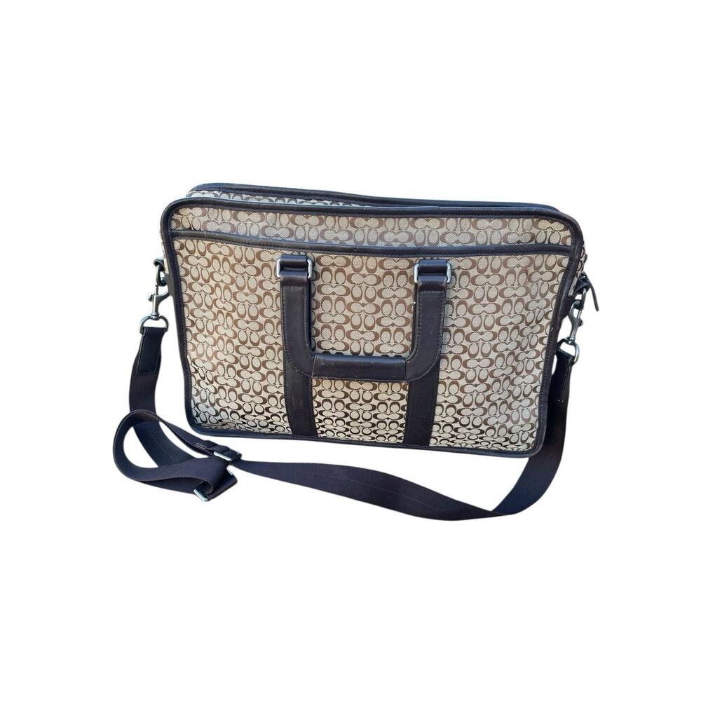 Coach Embassy Brief Case Laptop Travel Bag Jacquard Signature C Logo Work